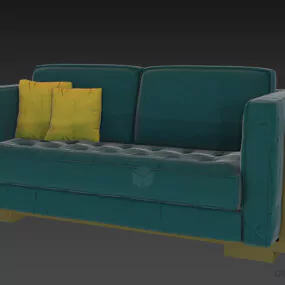 Tufted Seat Sofa With Wooden Cover 3d model