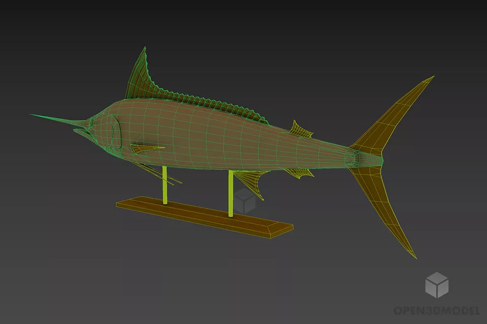 Swordfish Figurine Decoration 3d model 2
