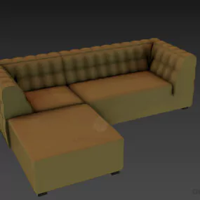Beige Leather Sofa Sectional Style 3d model