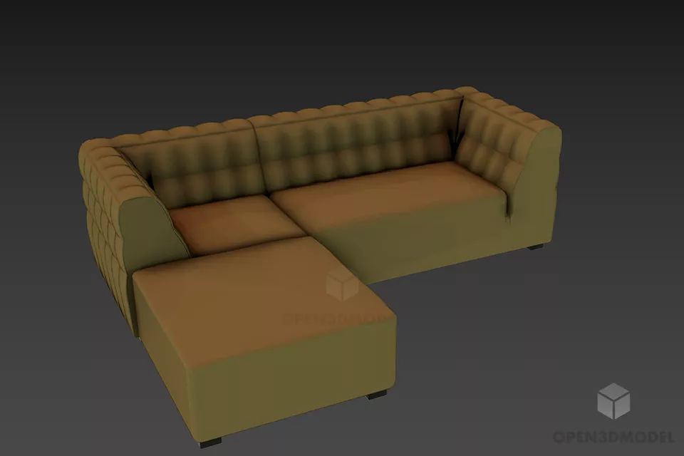 Textile Sofa With Upholstered Frame 3d model