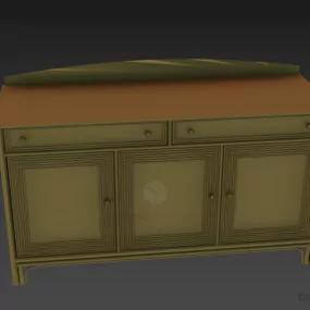 Wood Locker With Door And Brass Handle 3d model