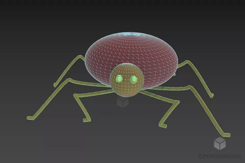 Black Spider Toy Funny Style 3d model 2
