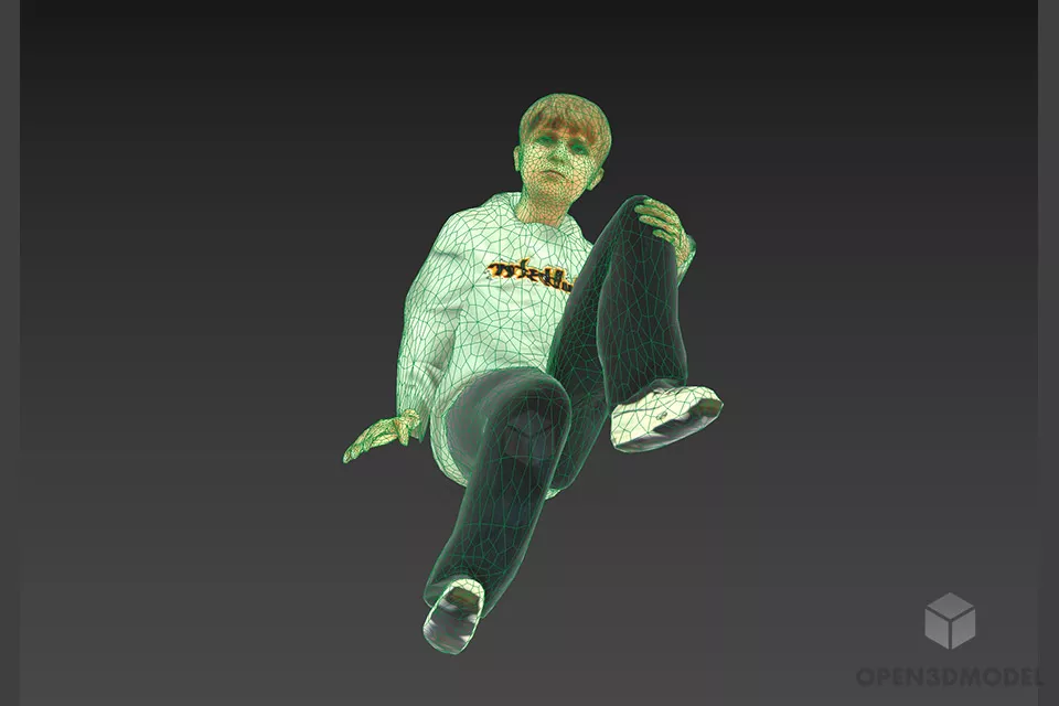 Character Boy Sitting Pose 3d model 2