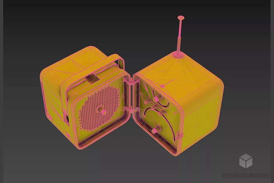 Radio Receiver With Antenna 3d model 2