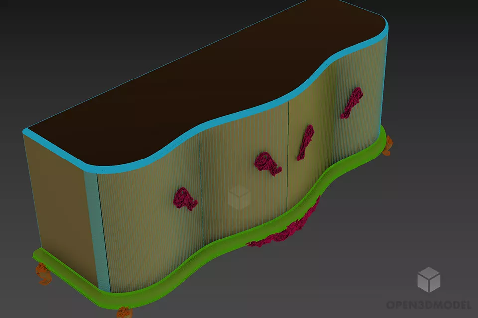 Boutique Black Wood Locker Capri 3d model 2
