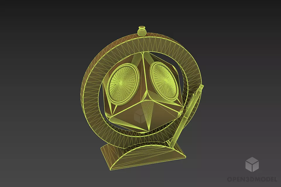 Antique Globe Clock Stylist 3d model 2