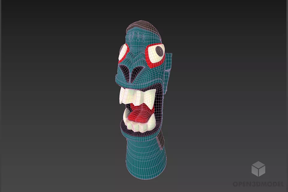Native Human Figurine, Log Figurine 3d model 2