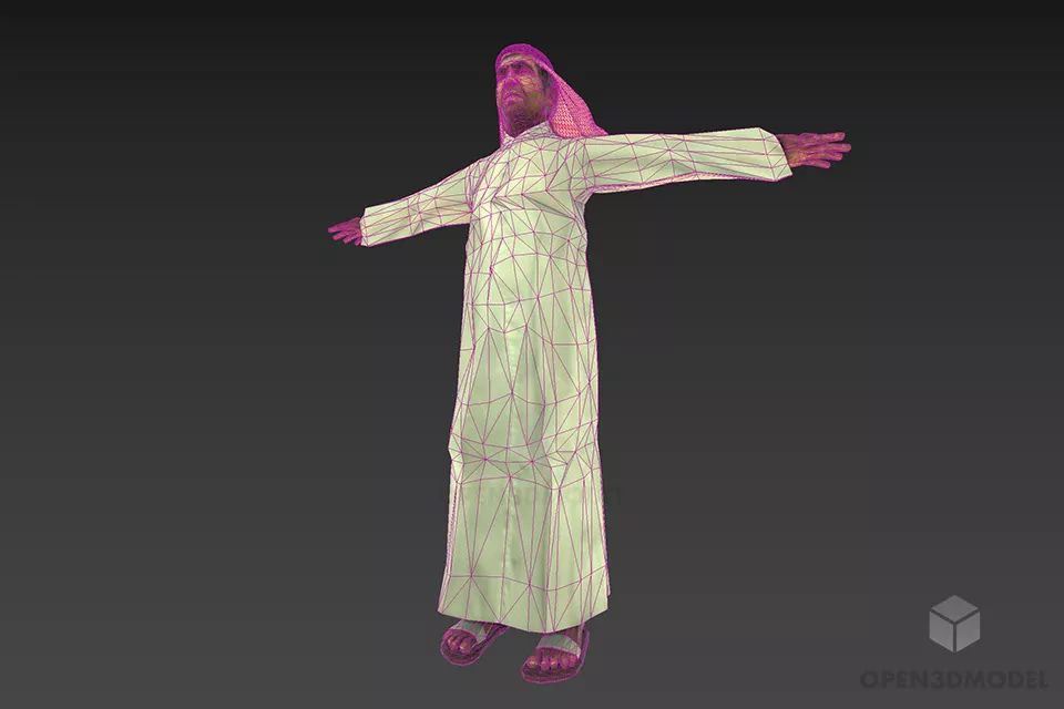 Middle Eastern Man With Thawb Traditional Fashion 3d model 2