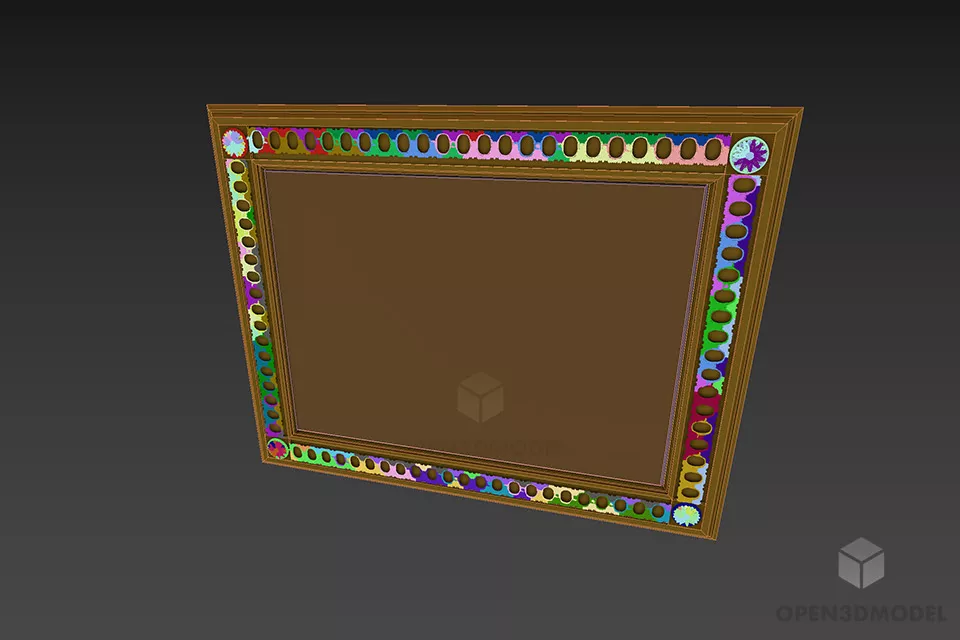 Decorative Mirror With Brass Carved 3d model 2