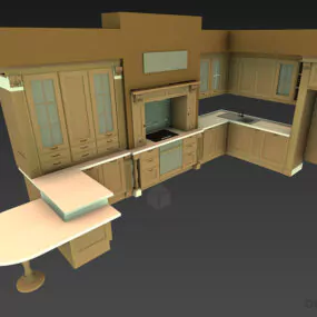 L Kitchen Cabinet With Stove And Hood Space 3d model