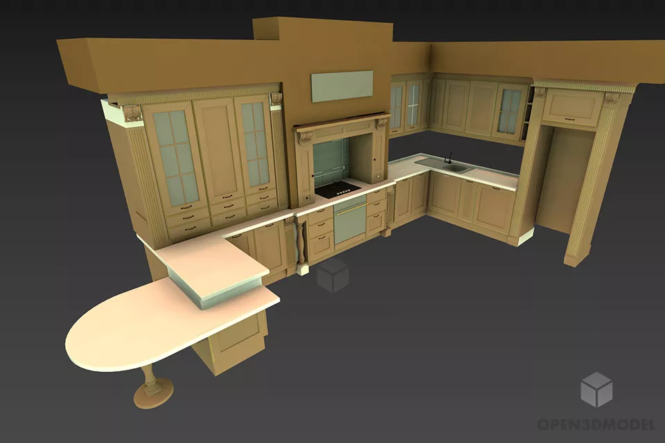 Bread On Wooden Board 3d model