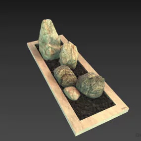 Stones With Pebbles Decor For Garden 3d model
