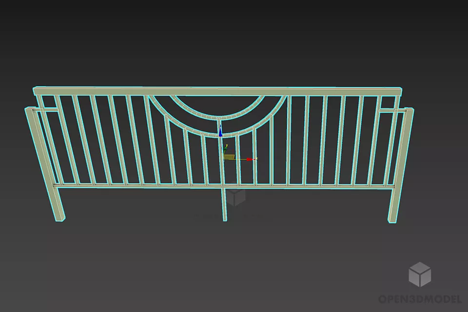 Elegant Simple Brass Low Fence 3d model 2
