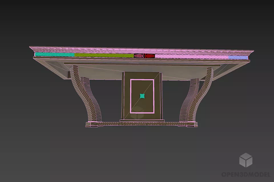 Antique Wooden Table Turri 3d model 2