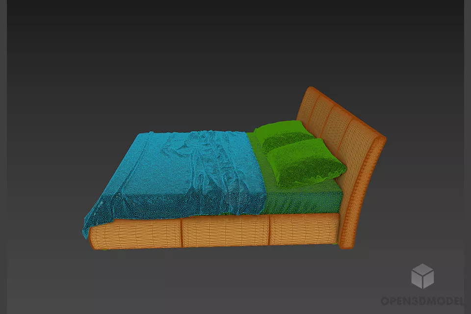 Hotel Bed Zegen With Mattress And Blanket 3d model 2
