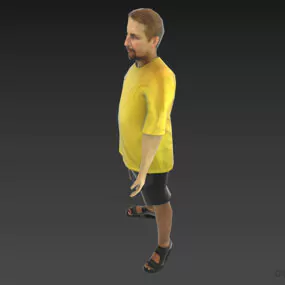 Yellow Shirt Man Standing Character 3d model