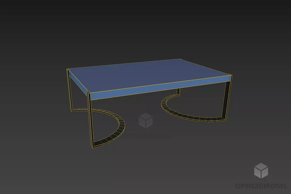 Glass Coffee Table With Simple Steel Frame 3d model 2