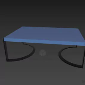 Glass Coffee Table With Simple Steel Frame 3d model