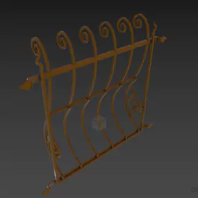 Boutique Iron Fence With Curved Shape 3d model