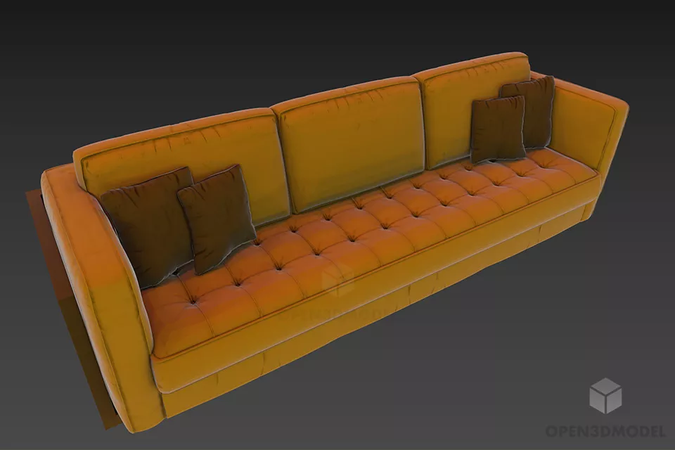 Vintage Upholstered Sofa With Circle Cushion 3d model