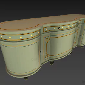 Antique Ash Carved Wood Side Locker 3d model