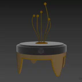 Round Glass Table With Decorative Plant Top 3d model