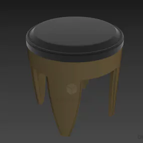 Glass Round Stool Table With Wooden Stand 3d model