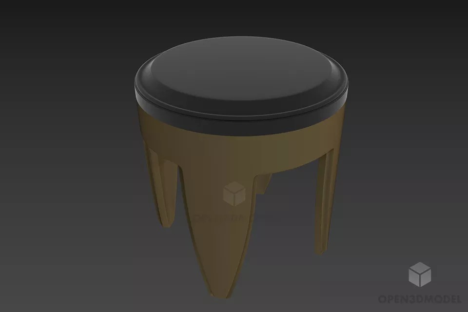 Round Wood Table Rotatable 3d model