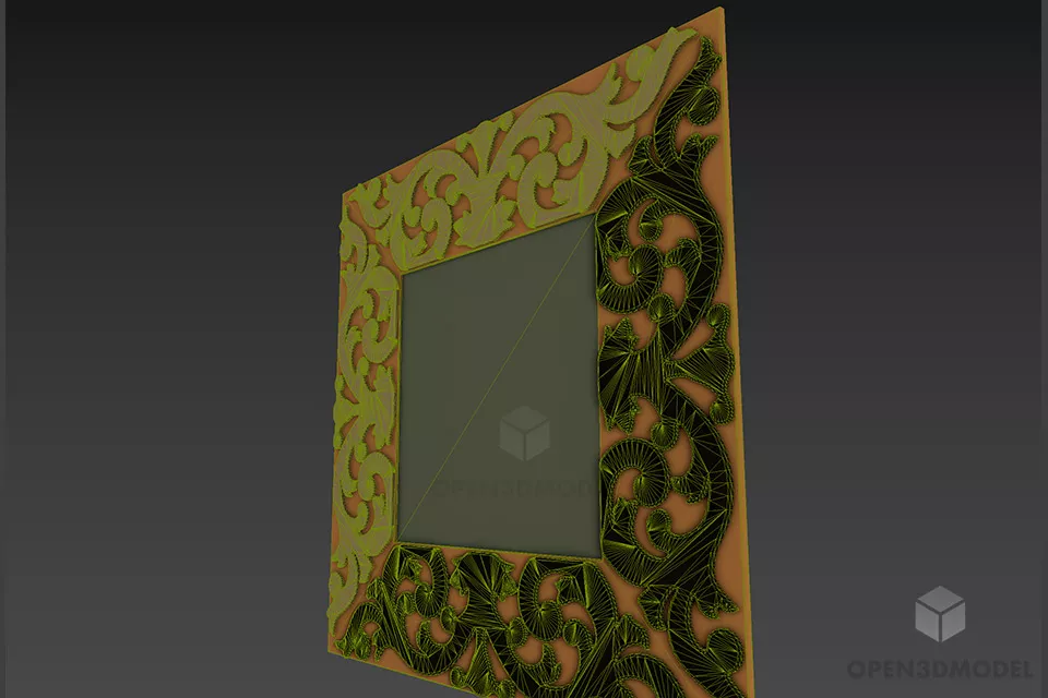 Mirror Thick Frame Decoration 3d model 2