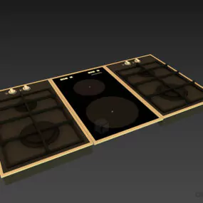 Kitchen Black Gas Stove Kuppers 3d model