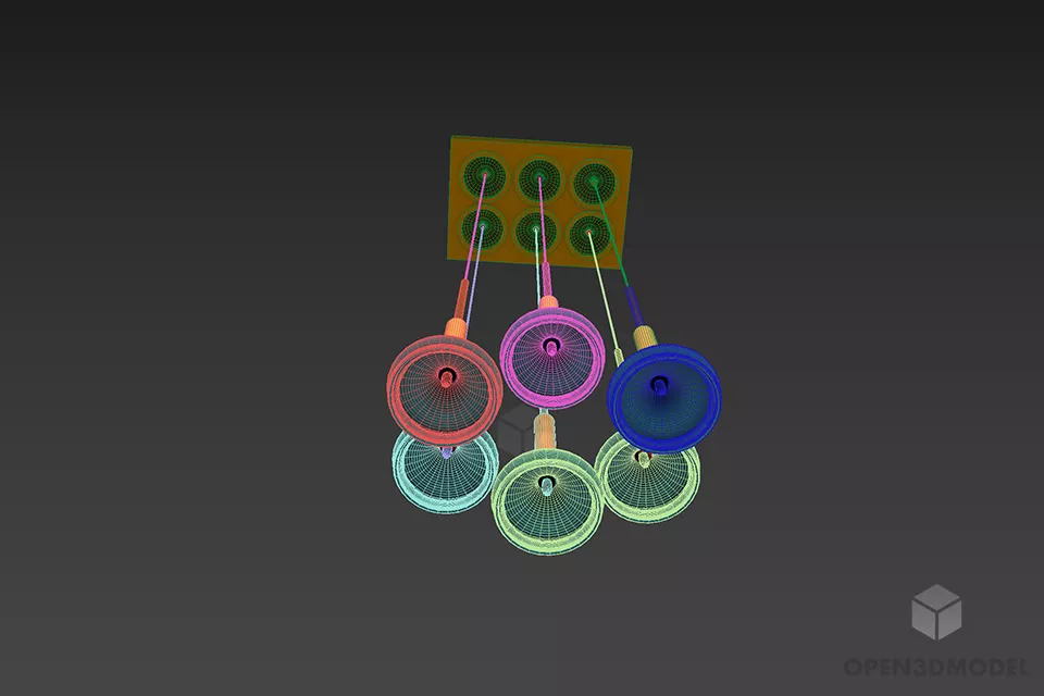 Ceiling Pendant Lamp Hanging Modern Shade 3d model 2