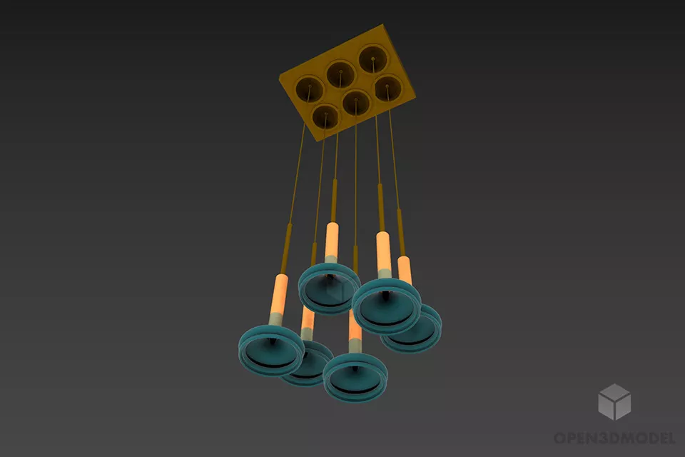 Brass Lamp With Rectangle Shade 3d model
