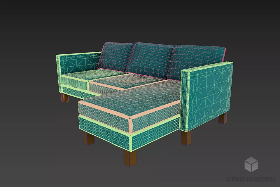 Upholstered Sectional Sofa Ikea, Three Seats Sofa 3d model 2