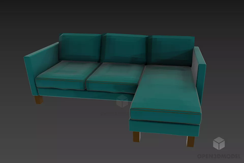 Wooden Sofa Anderssen With Upholstery 3d model