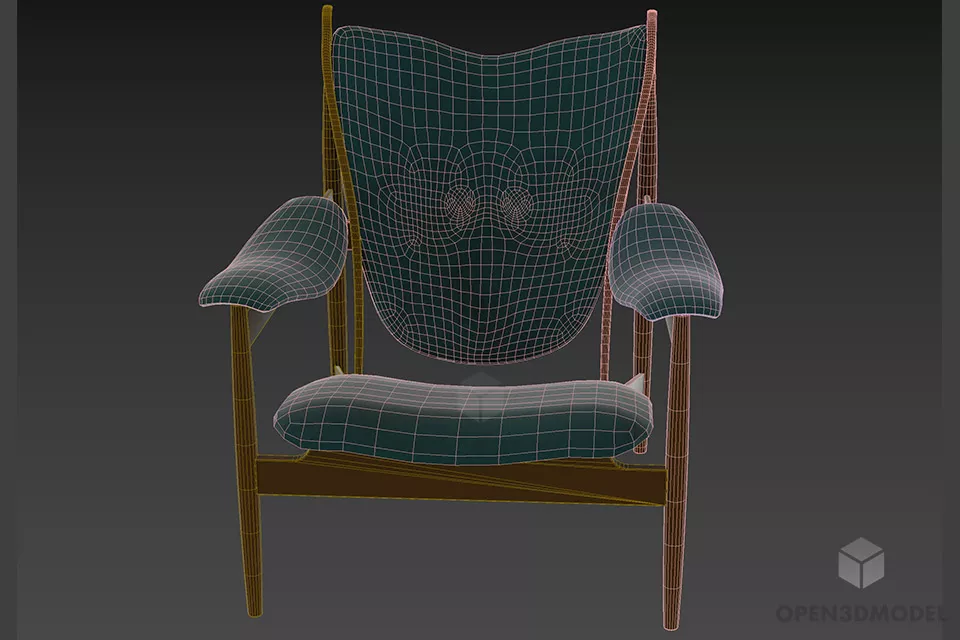 Simple Wood Armchair Skandium 3d model 2