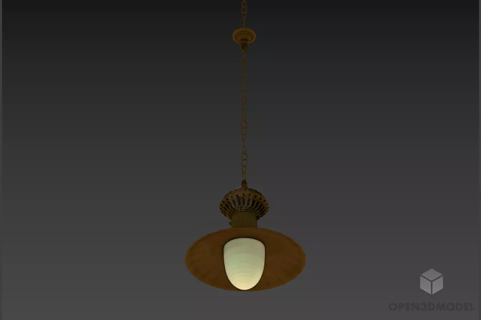 Retro Hotel Table Lamp, Bronze Stand Carved Style 3d model