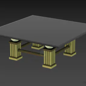 Square Glass Table With Four Spheres Stand 3d model