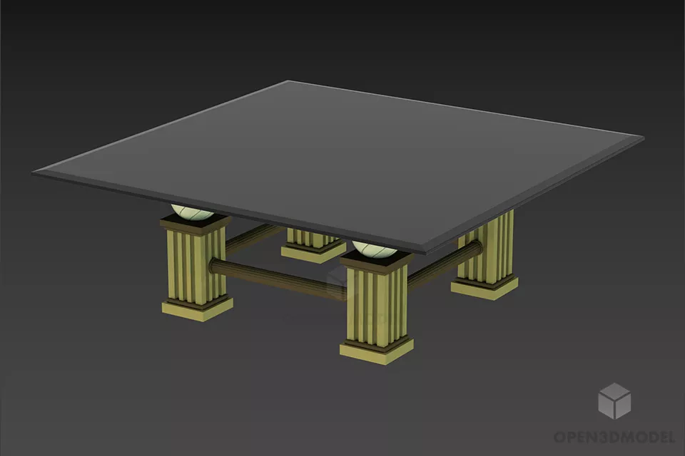 Round Carved Table With Curved Stand 3d model