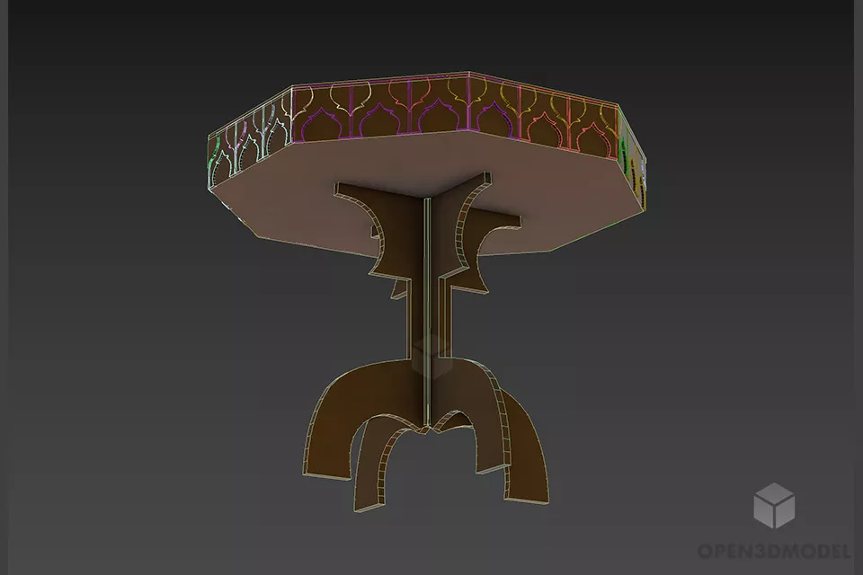 Round Dining Table Solid Wood 3d model 2