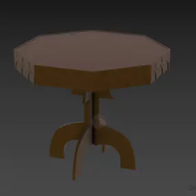 Round Dining Table Solid Wood 3d model