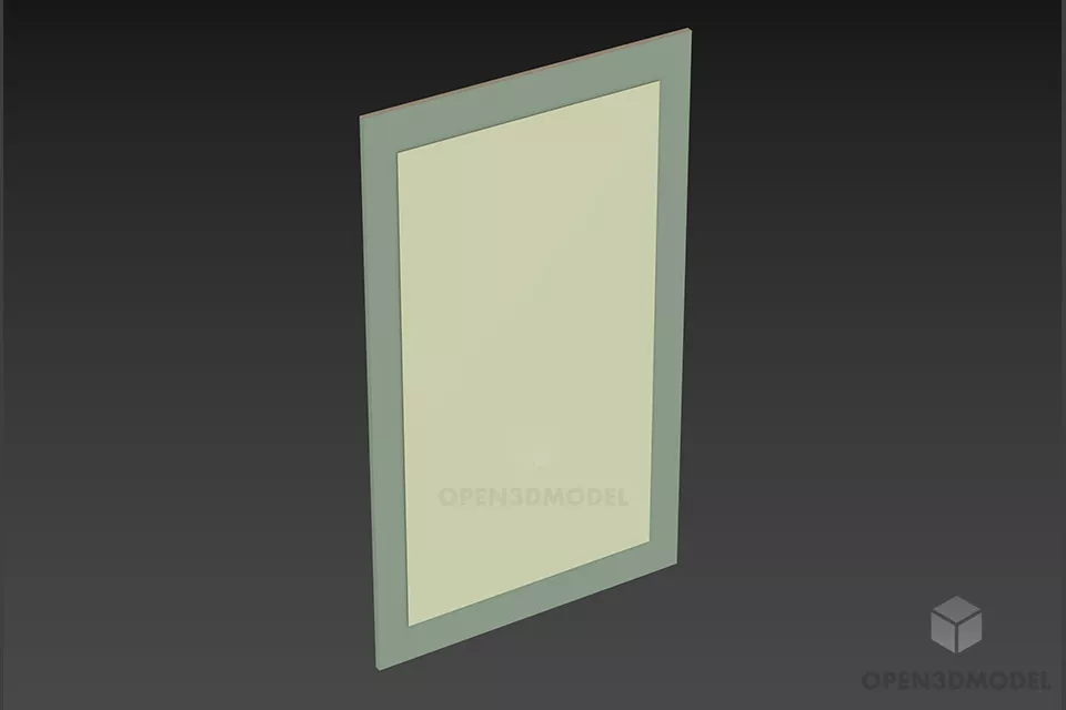 Mirror With Ash Wood Frame 3d model