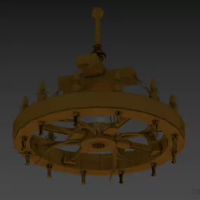 Industrial Large Pendant Lamp Wheels Shape 3d model