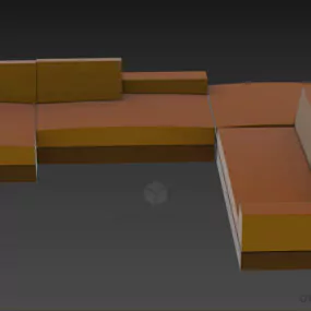 Corner Long Sofa With Red Upholstered 3d model