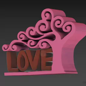 Figurine Love Text With Decoration 3d model