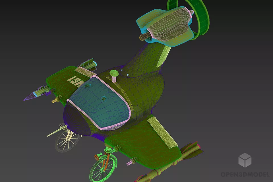 Toy Airplane With Bicycle Wheels 3d model 2