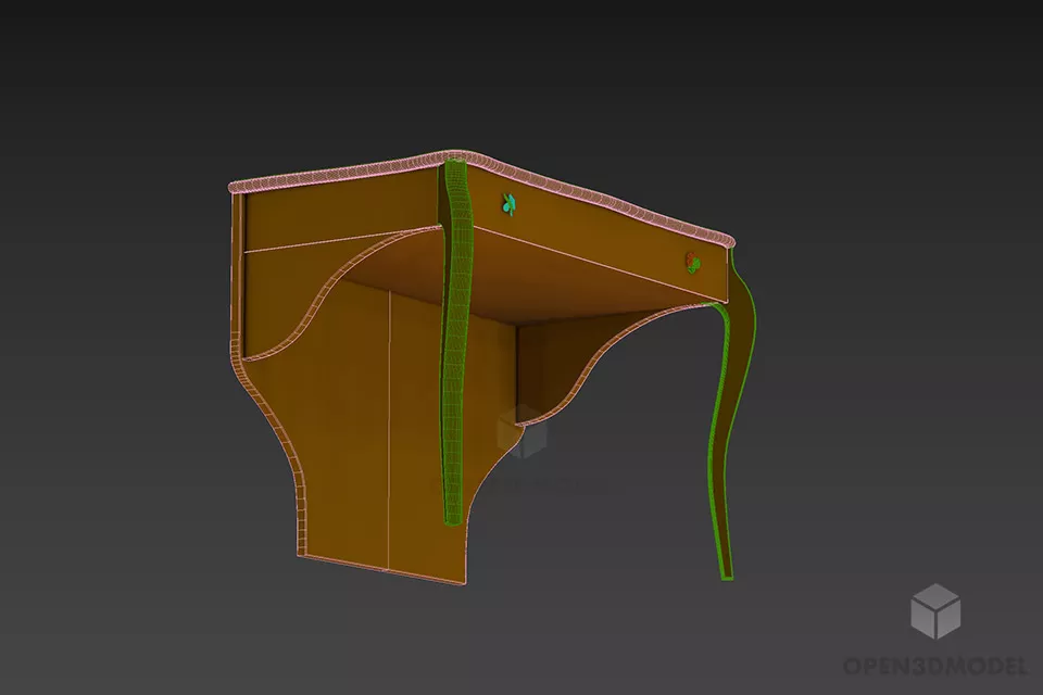 Side Desk With Curved Leg 3d model 2