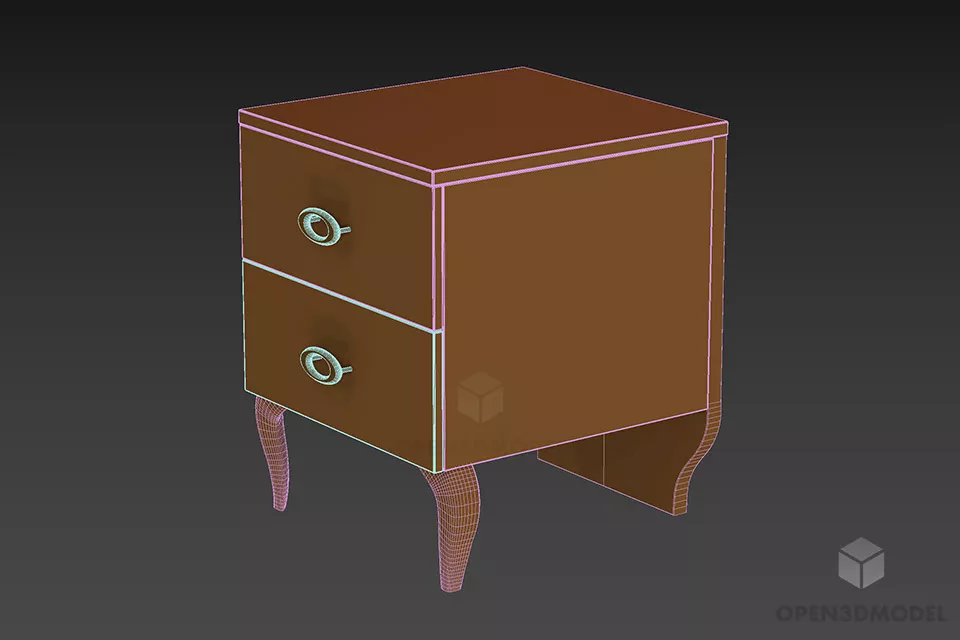 Bedside Nightstand Table With Drawer 3d model 2