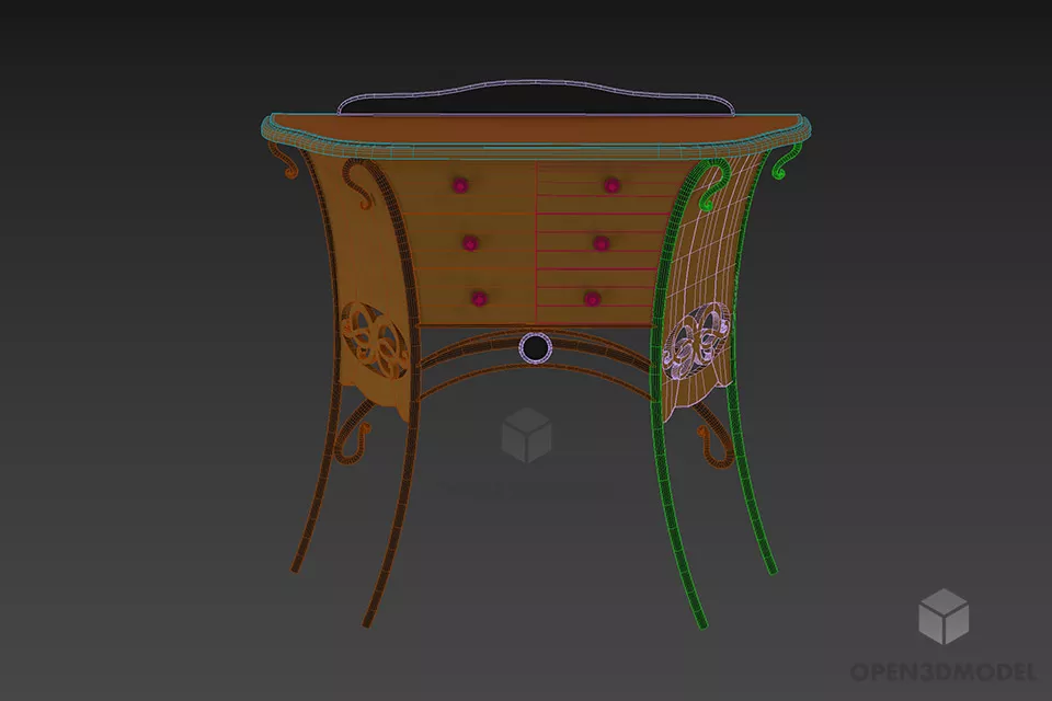 Antique Side Locker With Steel Frame 3d model 2