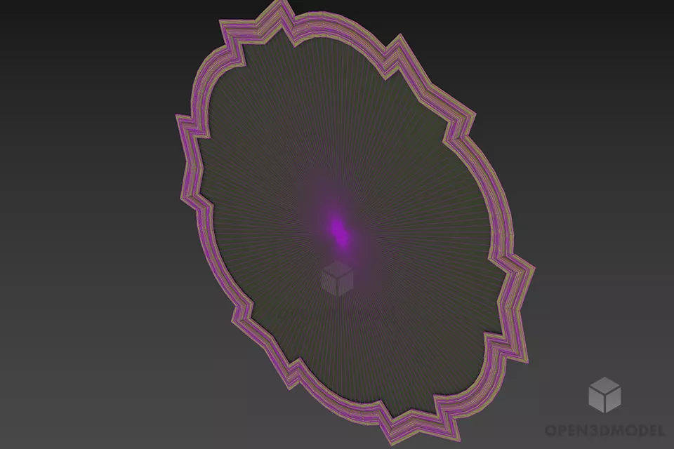 Round Carved Frame Mirror 3d model 2