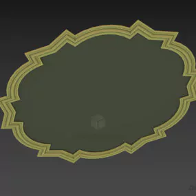 Round Carved Frame Mirror 3d model